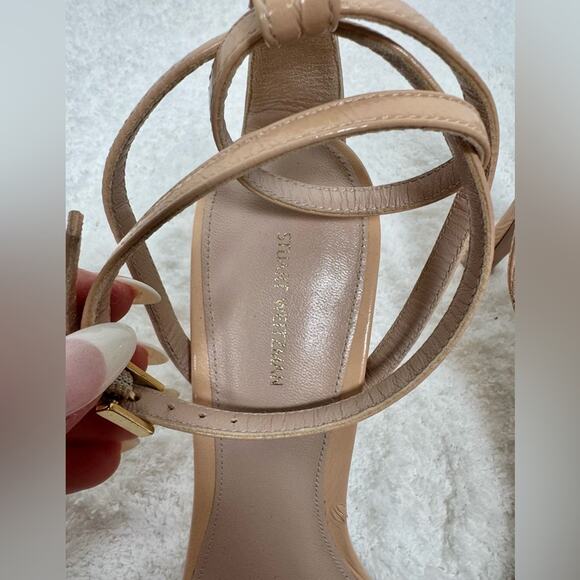 Stuart Weitzman Lexi Patent Leather Blush Heel Sandal Size 6 - Picture 5 of 13